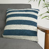 Hand-Woven Blue & White Boho Moroccan Decorative Throw Pillow - 17x17